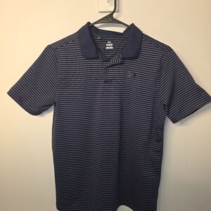 Under Armour Youth Navy and White Striped Polo Shirt